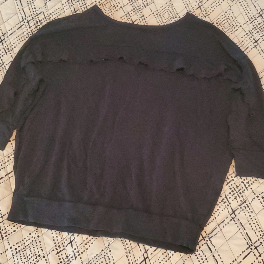 One Eleven Cozy Navy Blue Ruffle Sweatshirt - Picture 2 of 6